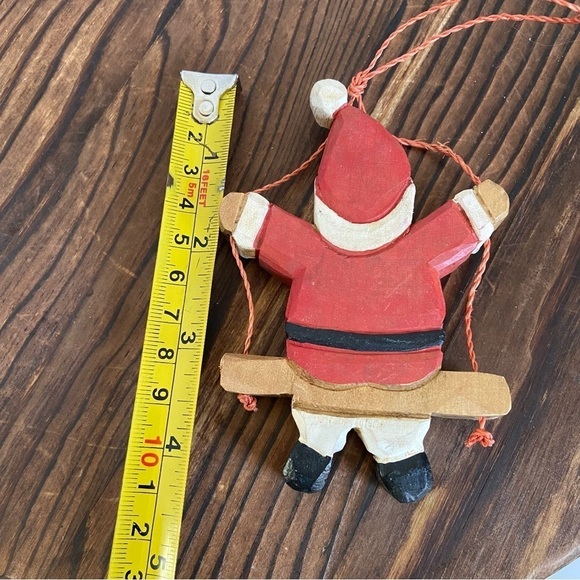Vintage Wooden Folk Art Santa Claus Christmas Ornament Santa on a Swing - Picture 7 of 7